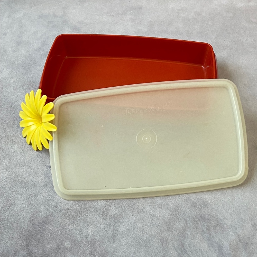 Tupperware Red Base with Cream Lid Container
